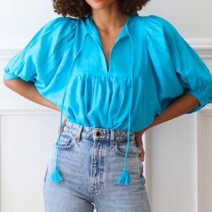 🩵MILLE Thalia Top Aqua Linen XXS🩵